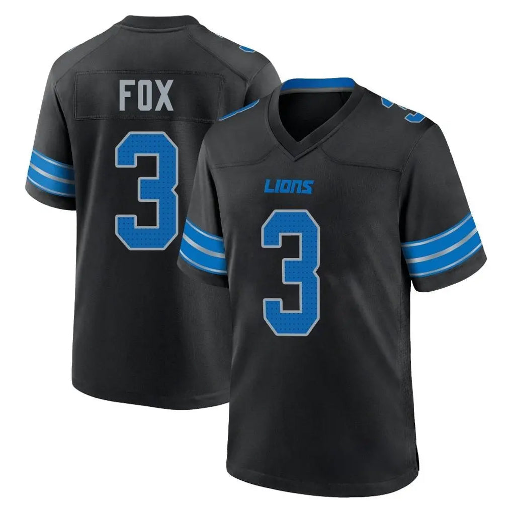 Broks D.Lions #3 Jack Fox Player Black Alternate Home Game Stitched Jerseys
