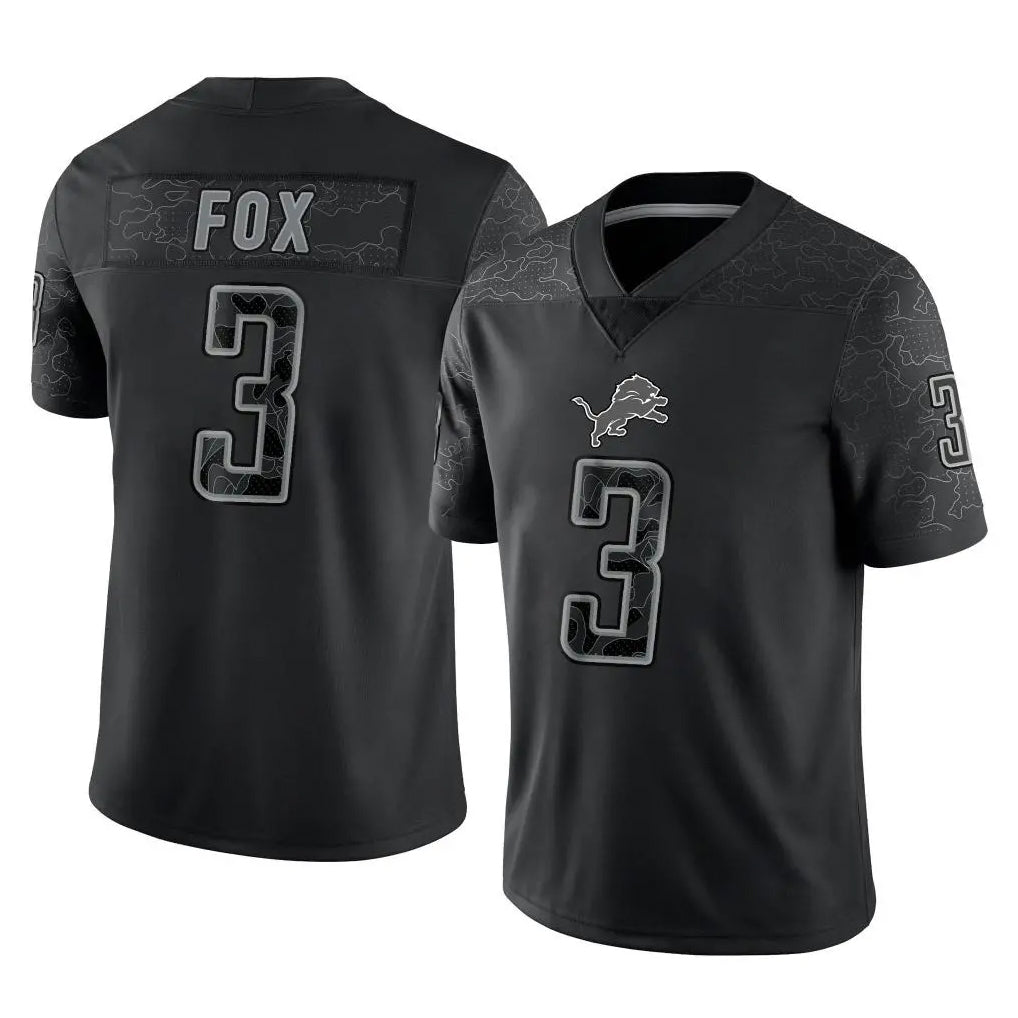 Broks D.Lions #3 Jack Fox Player Black Reflective Limited Home Game Stitched Jerseys