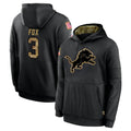 Broks D.Lions #3 Jack Fox Player Black Salute to Service Hoodies Limited Game Stitched Jerseys