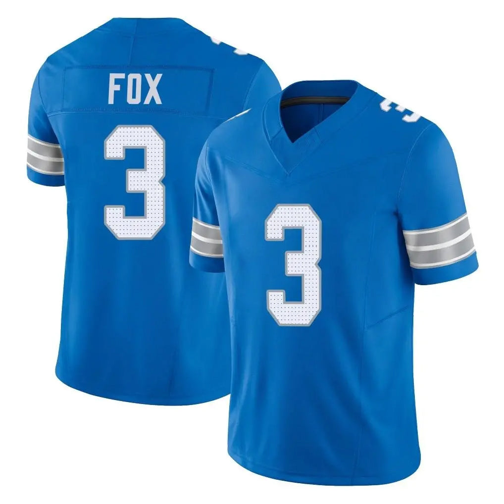 Broks D.Lions #3 Jack Fox Player Blue Limited Vapor F.U.S.E. Alternate Home Game Stitched Jerseys