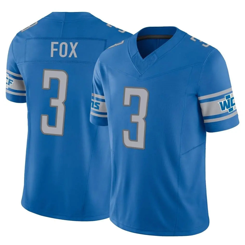 Broks D.Lions #3 Jack Fox Player Blue Vapor F.U.S.E. Limited Home Game Stitched Jerseys