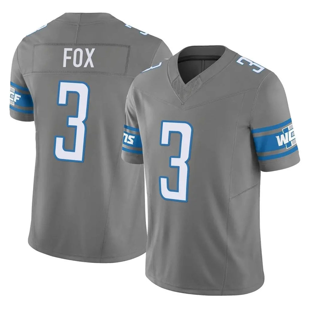 Broks D.Lions #3 Jack Fox Player Gray Vapor F.U.S.E. Limited Home Game Stitched Jerseys