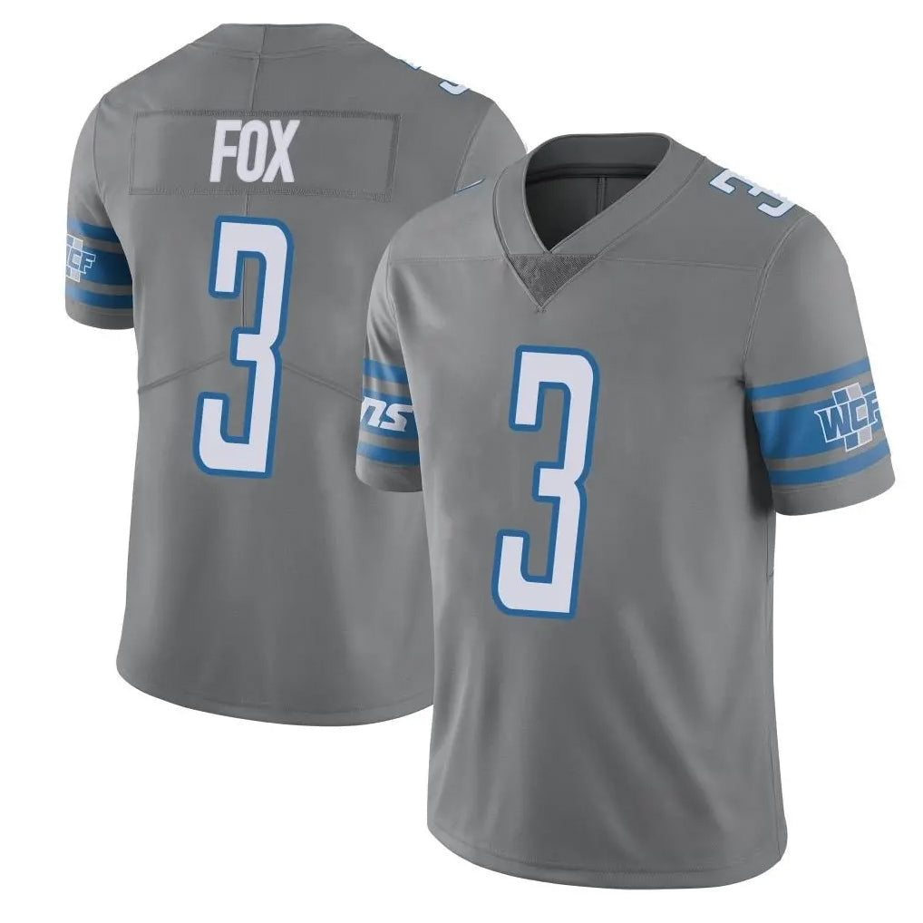Broks D.Lions #3 Jack Fox Player Gray Vapor Untouchable Limited Home Game Stitched Jerseys