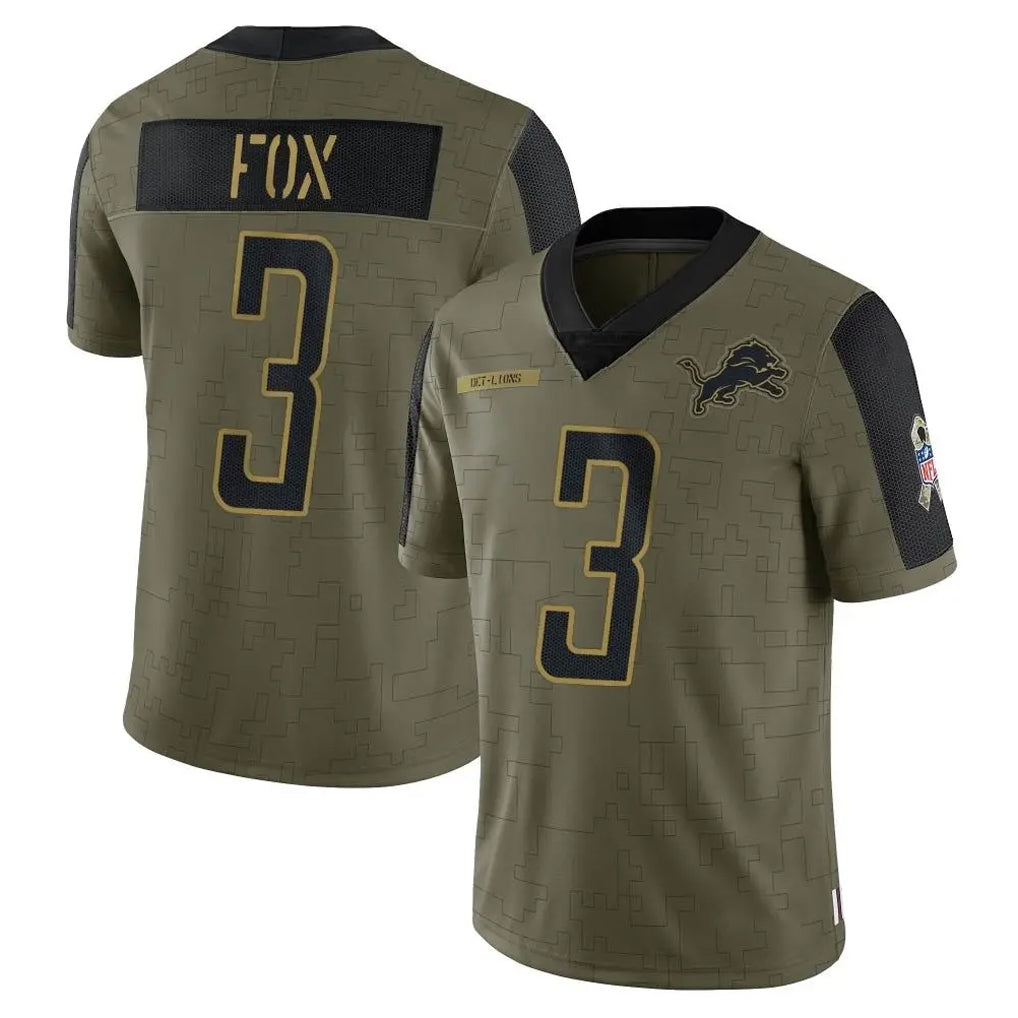 Broks D.Lions #3 Jack Fox Player Olive Salute To Service Limited Game Stitched Jerseys