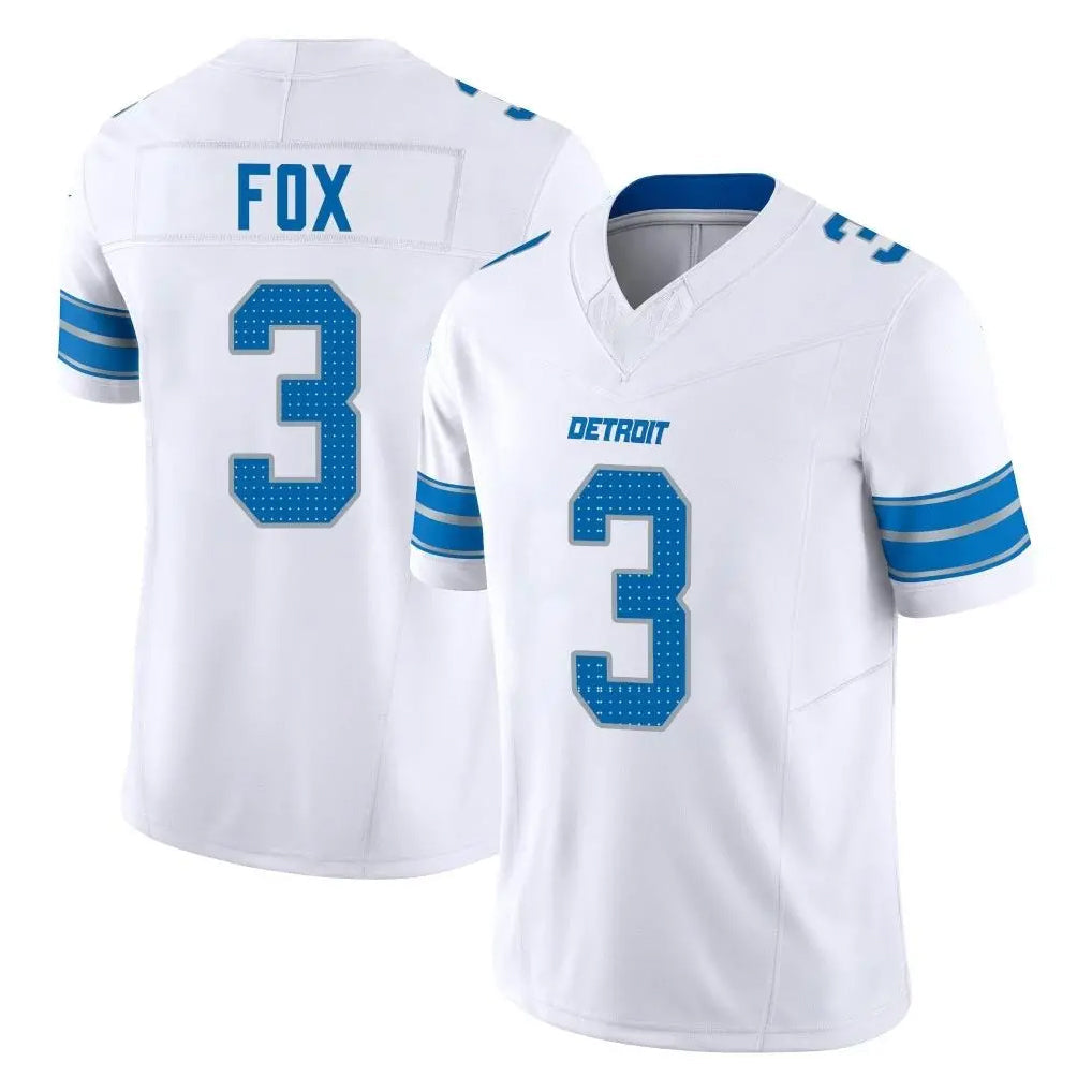 Broks D.Lions #3 Jack Fox Player White Limited Vapor F.U.S.E. Alternate Home Game Stitched Jerseys