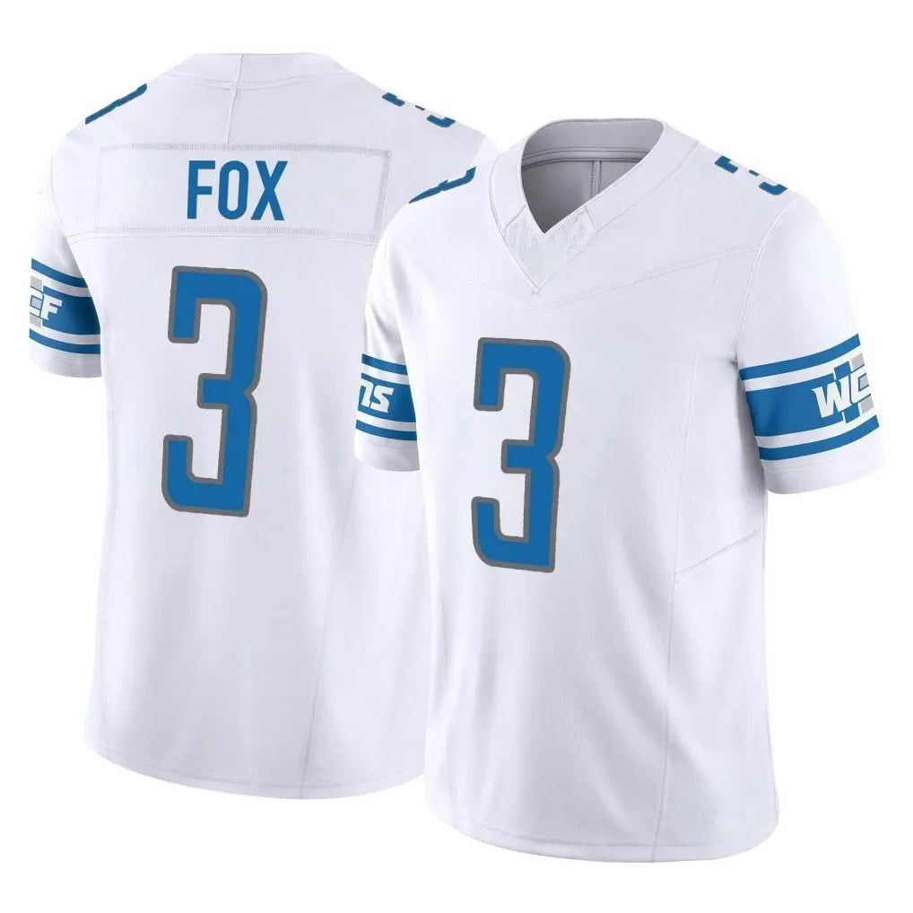 Broks D.Lions #3 Jack Fox Player White Vapor F.U.S.E. Limited Home Game Stitched Jerseys