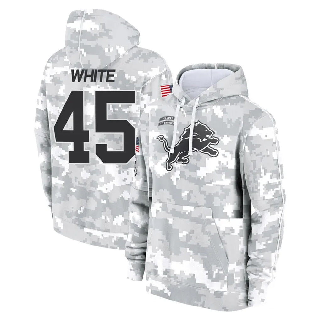 Broks D.Lions #45 Devin White Player Arctic Camo Salute to Service Hoodies Limited Game Stitched Jerseys