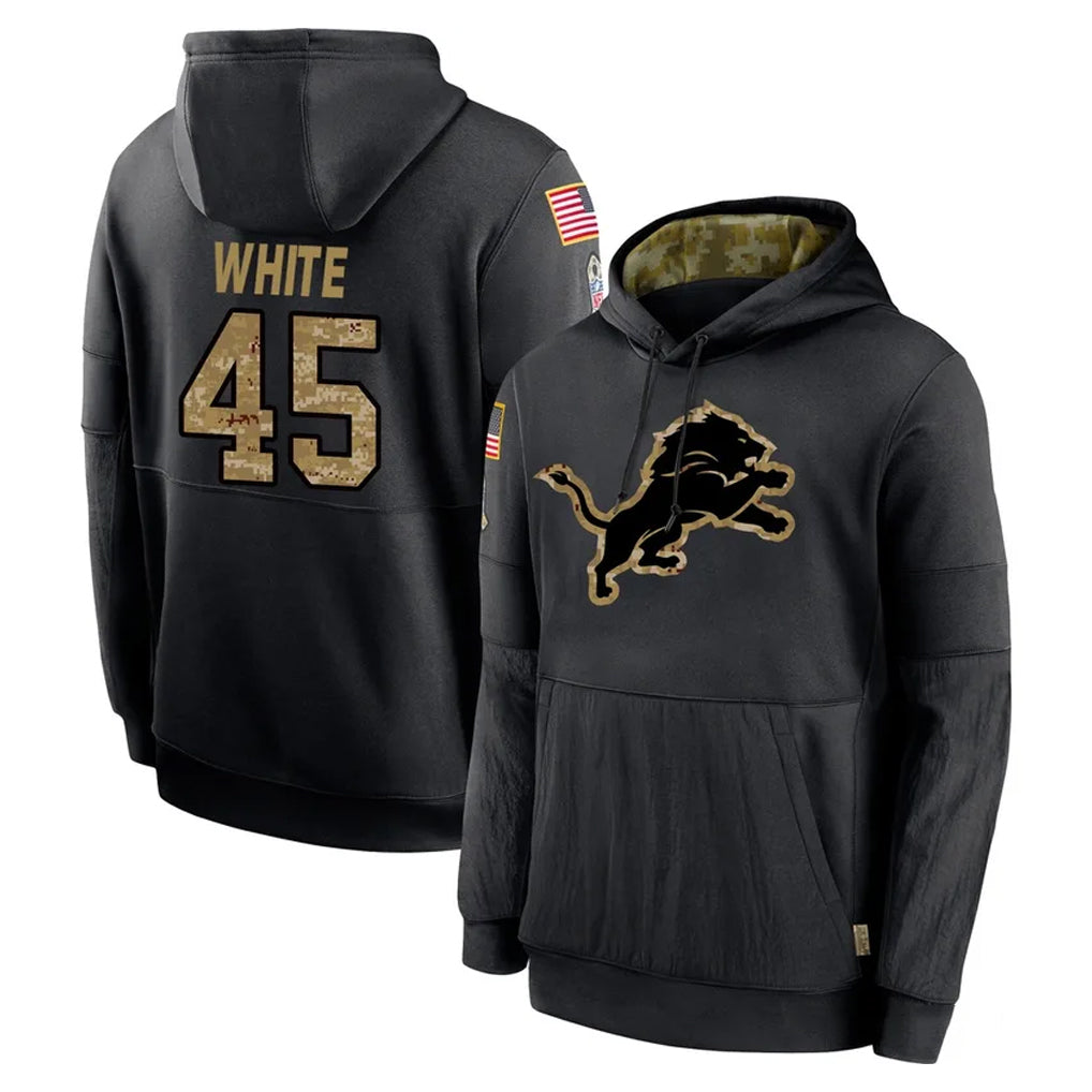 Broks D.Lions #45 Devin White Player Black Salute to Service Hoodies Limited Game Stitched Jerseys