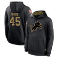Broks D.Lions #45 Devin White Player Black Salute to Service Hoodies Limited Game Stitched Jerseys