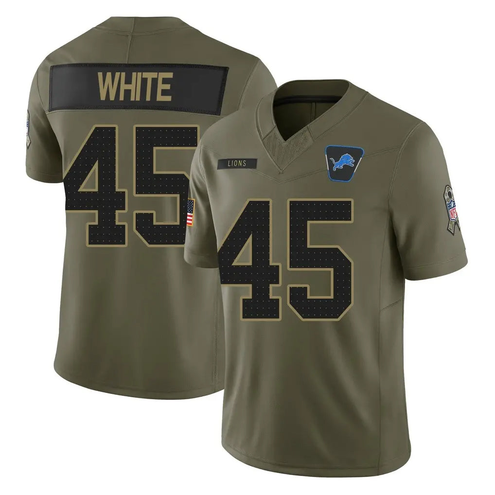 Broks D.Lions #45 Devin White Player Olive 2025 Salute To Service Limited Home Game Stitched Jerseys