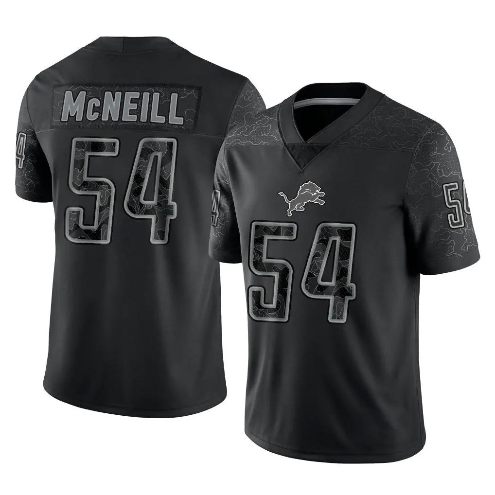 Broks D.Lions #54 Alim McNeill Player Black Reflective Limited Home Game Stitched Jerseys