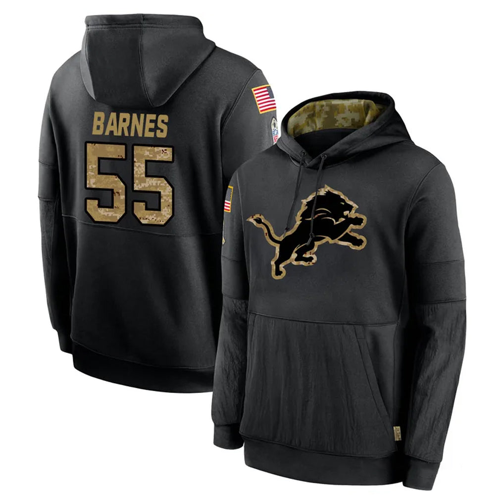Broks D.Lions #55 Derrick Barnes Player Black Salute to Service Hoodies Limited Game Stitched Jerseys
