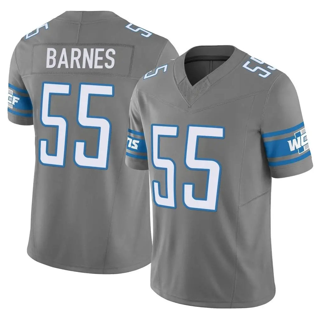 Broks D.Lions #55 Derrick Barnes Player Gray Vapor F.U.S.E. Limited Home Game Stitched Jerseys