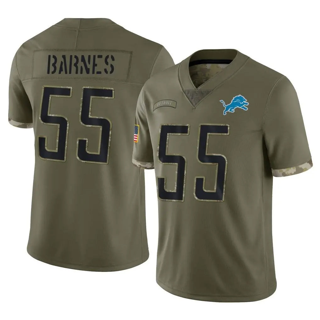Broks D.Lions #55 Derrick Barnes Player Olive Salute To Service Limited Stitched Jerseys