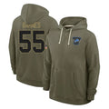 Broks D.Lions #55 Derrick Barnes Player Olive Salute to Service Pullover Hoodies Limited Stitched Jerseys