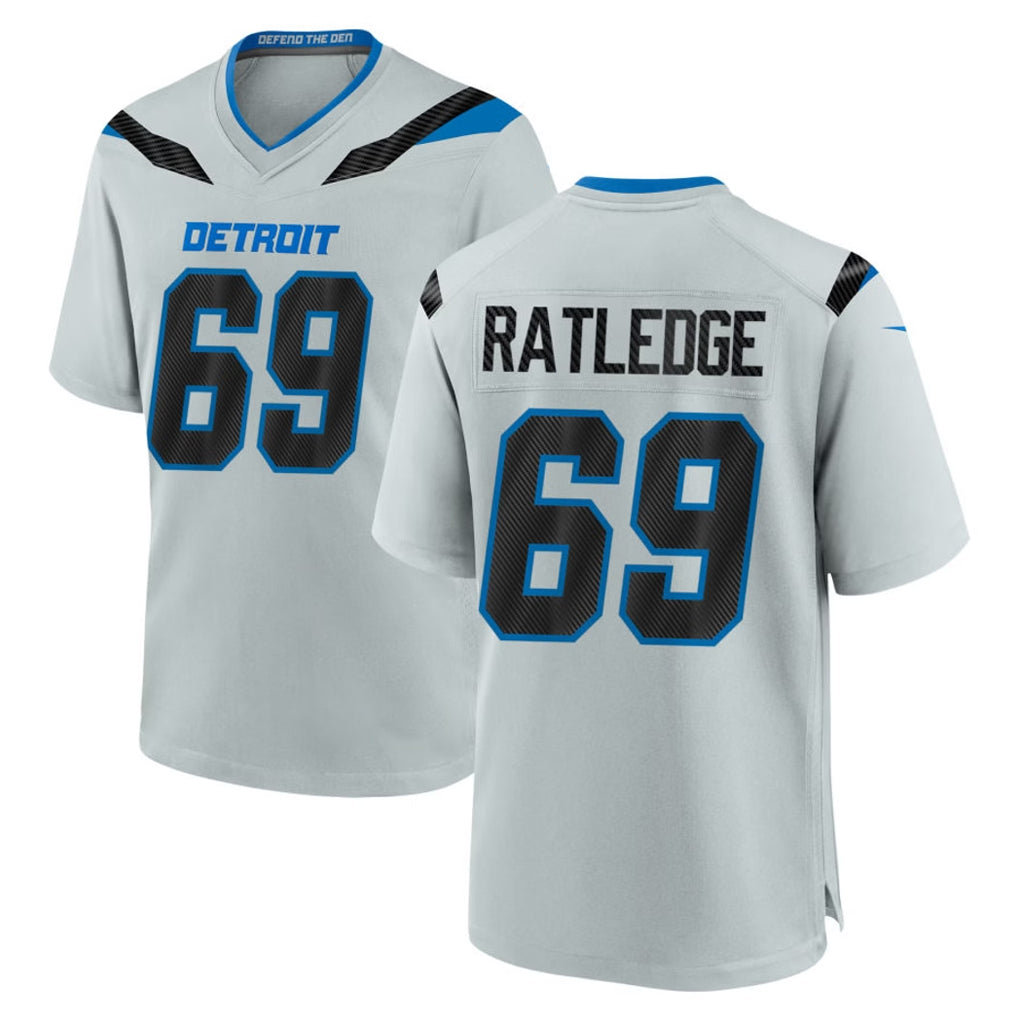 Broks D.Lions #69 Tate Ratledge Player Silver 2026 Rivalries Collection Home Game Stitched Jerseys