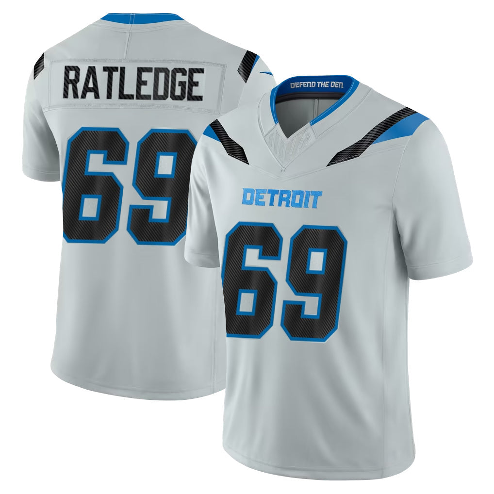 Broks D.Lions #69 Tate Ratledge Player Silver Limited 2026 Rivalries Collection Home Game Stitched Jerseys