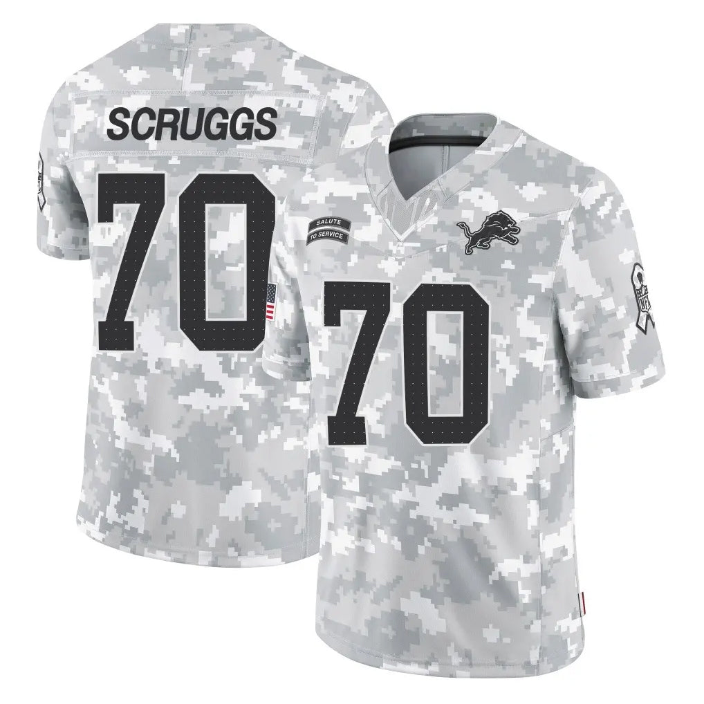 Broks D.Lions #70 Juice Scruggs Player Arctic Camo Salute To Service Limited Stitched Jerseys