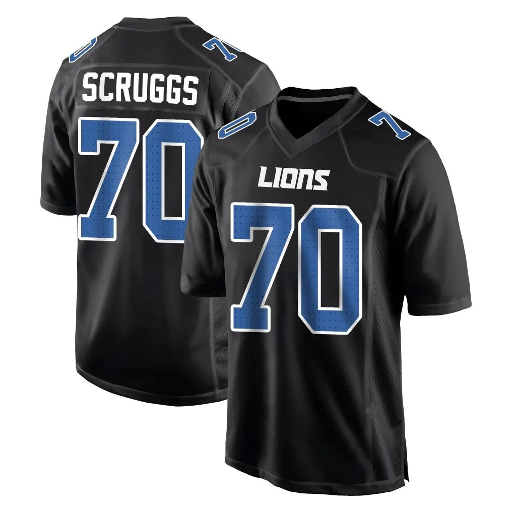 Broks D.Lions #70 Juice Scruggs Player Black Fashion Home Game Stitched Jerseys
