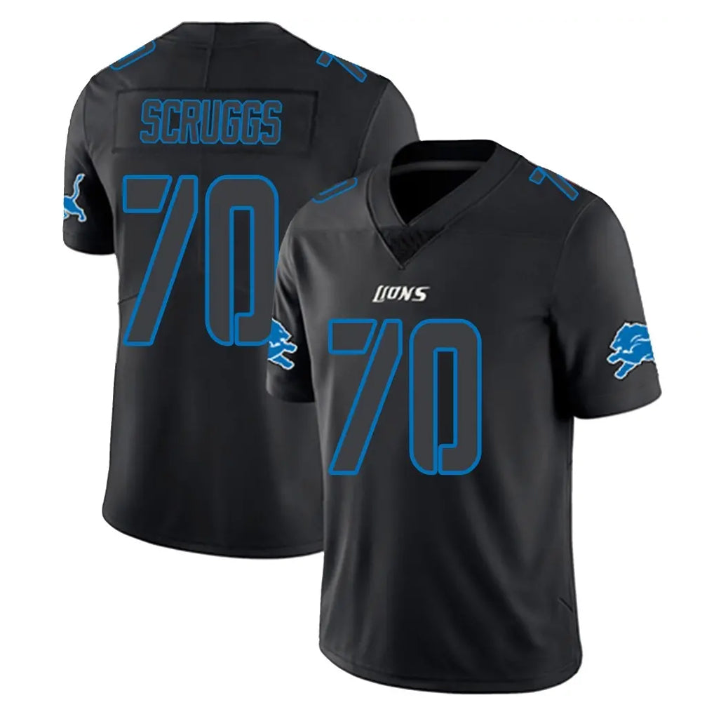 Broks D.Lions #70 Juice Scruggs Player Black Impact Limited Home Game Stitched Jerseys