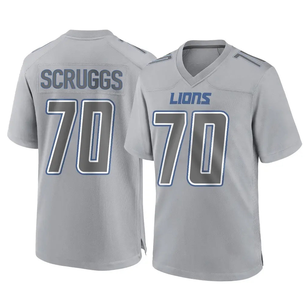 Broks D.Lions #70 Juice Scruggs Player Gray Atmosphere Fashion Home Game Stitched Jerseys