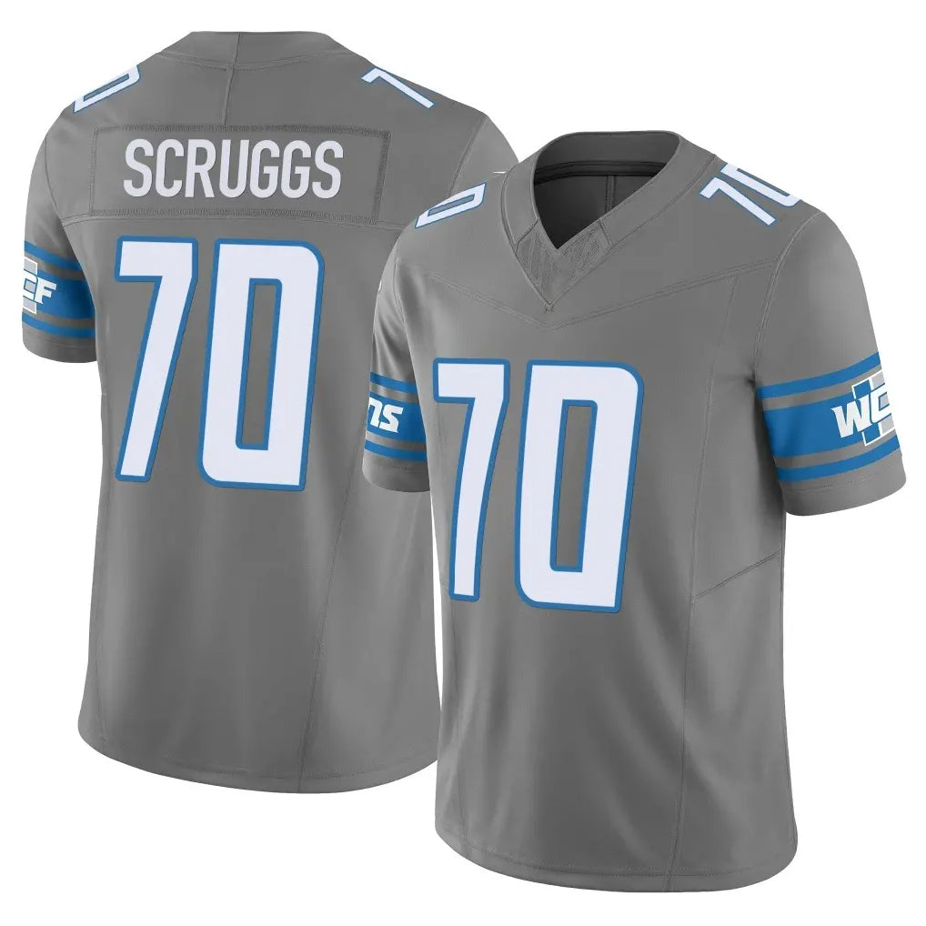 Broks D.Lions #70 Juice Scruggs Player Gray Vapor F.U.S.E. Limited Home Game Stitched Jerseys