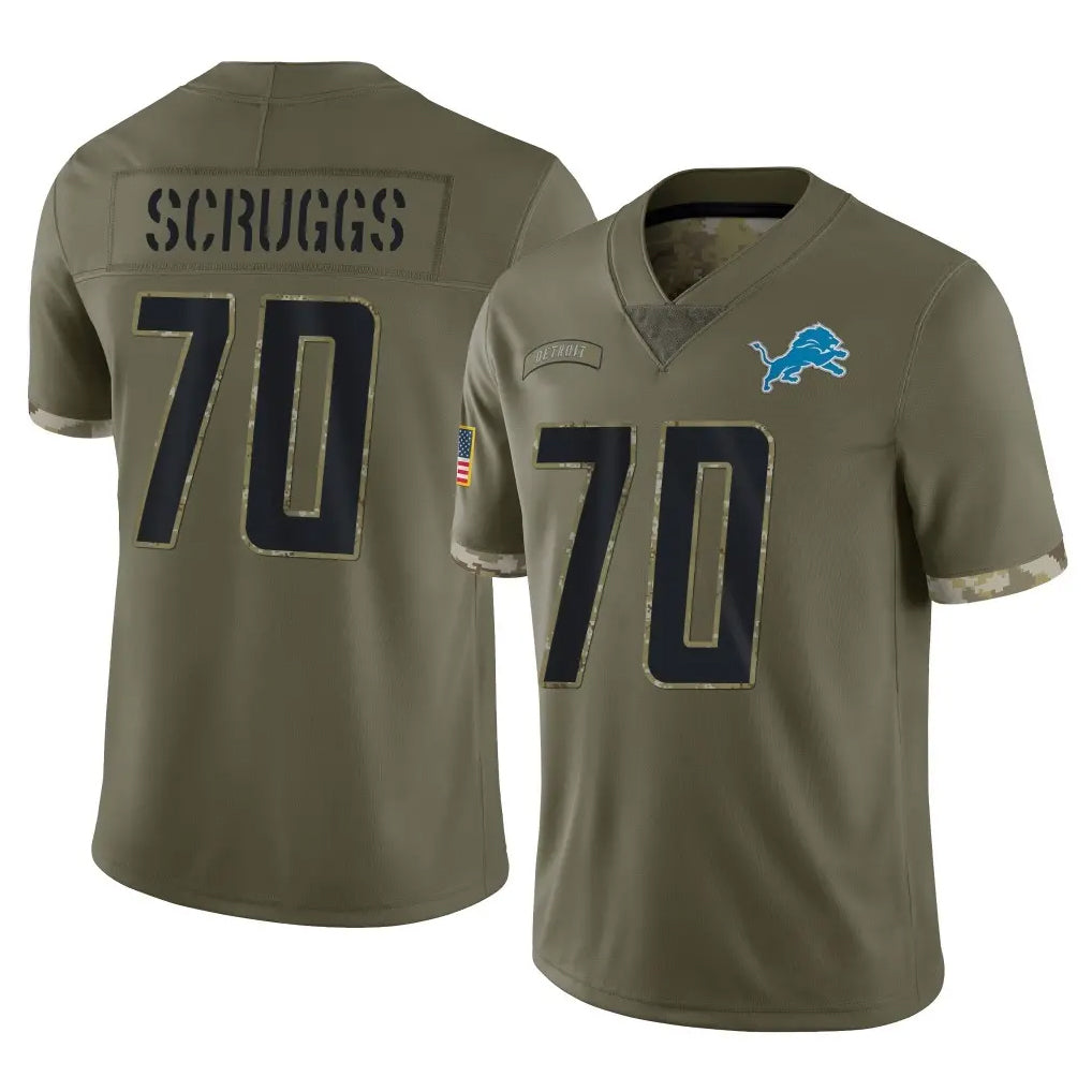 Broks D.Lions #70 Juice Scruggs Player Olive Salute To Service Limited Stitched Jerseys