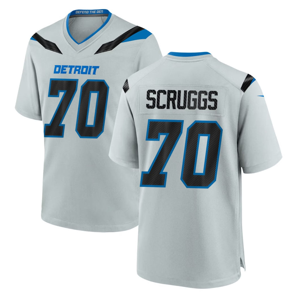 Broks D.Lions #70 Juice Scruggs Player Silver 2026 Rivalries Collection Home Game Stitched Jerseys