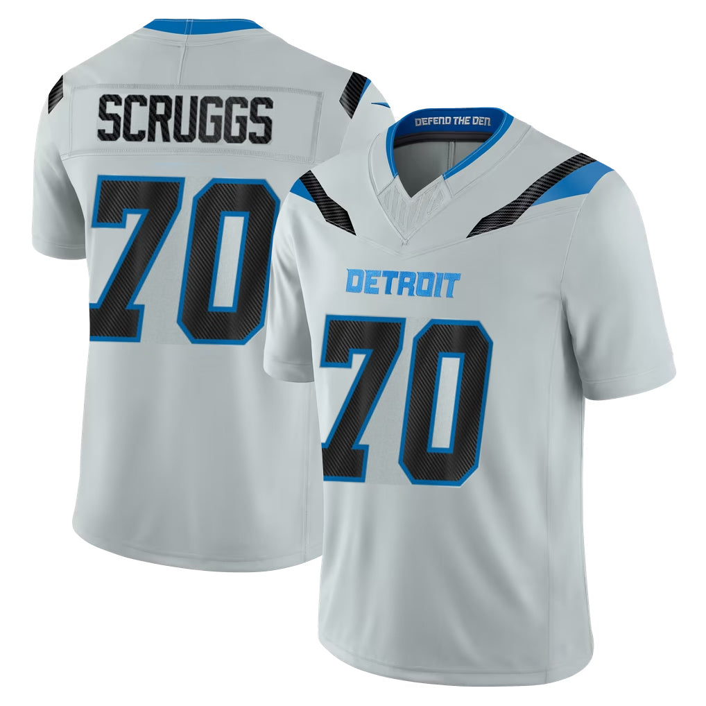 Broks D.Lions #70 Juice Scruggs Player Silver Limited 2026 Rivalries Collection Home Game Stitched Jerseys