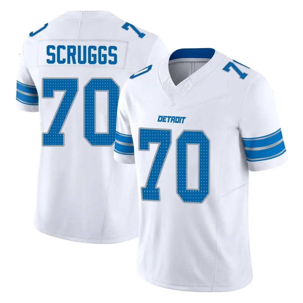 Broks D.Lions #70 Juice Scruggs Player White Limited Vapor F.U.S.E. Alternate Home Game Stitched Jerseys