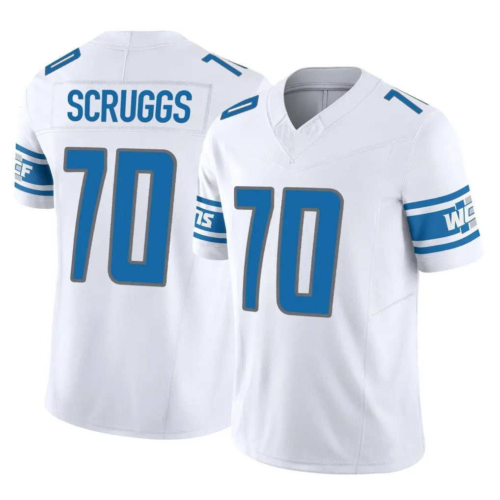 Broks D.Lions #70 Juice Scruggs Player White Vapor F.U.S.E. Limited Home Game Stitched Jerseys