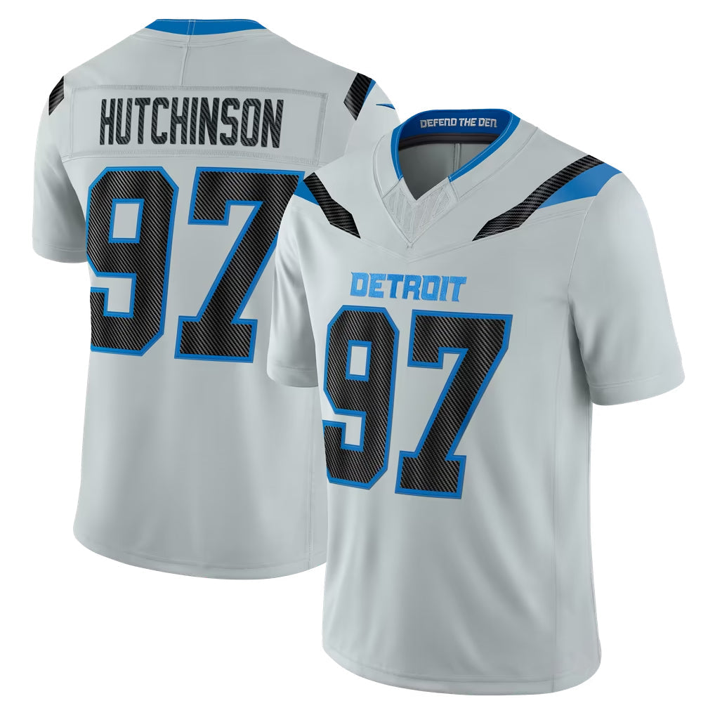 Broks D.Lions #97 Aidan Hutchinson Player Silver Limited 2026 Rivalries Collection Home Game Stitched Jerseys