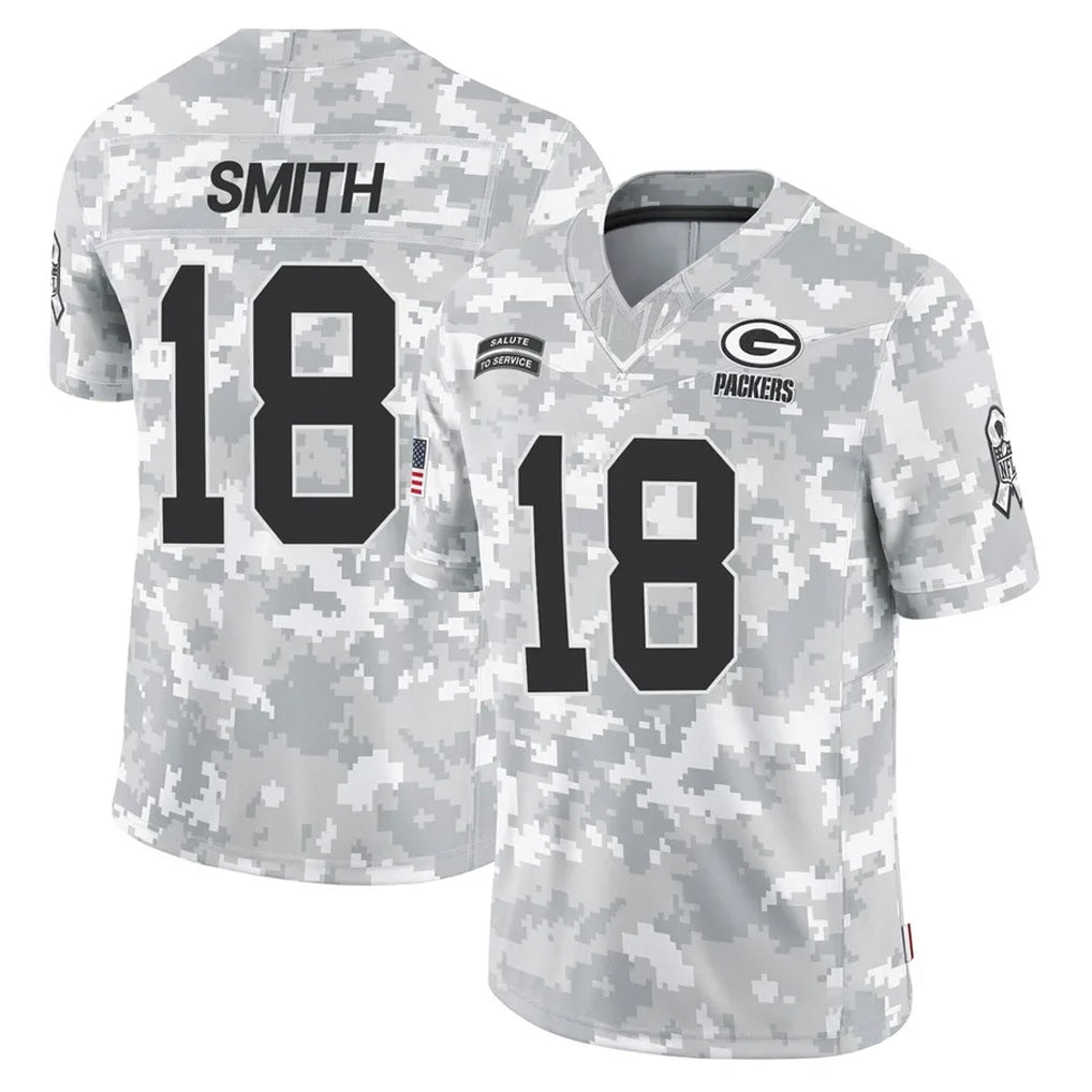 Broks GB.Packers #18 Jonnu Smith Player Arctic Camo Salute To Service Limited Stitched Jerseys