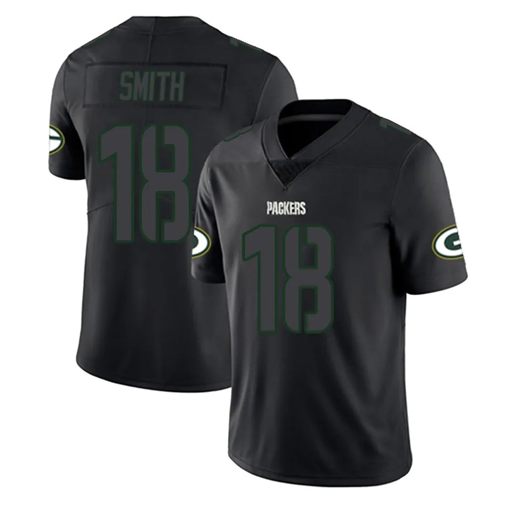 Broks GB.Packers #18 Jonnu Smith Player Black Impact Limited Home Game Stitched Jerseys