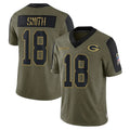 Broks GB.Packers #18 Jonnu Smith Player Olive Salute To Service Limited Game Stitched Jerseys