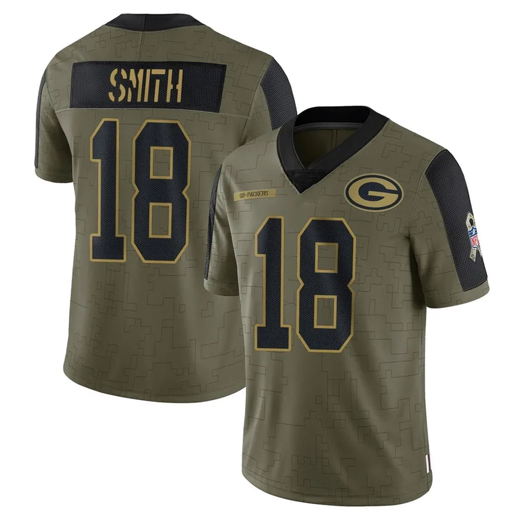 Broks GB.Packers #18 Jonnu Smith Player Olive Salute To Service Limited Game Stitched Jerseys