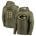 Broks GB.Packers #18 Jonnu Smith Player Olive Salute to Service Pullover Hoodies Home Game Stitched Jerseys