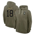 Broks GB.Packers #18 Jonnu Smith Player Olive Salute to Service Pullover Hoodies Limited Stitched Jerseys