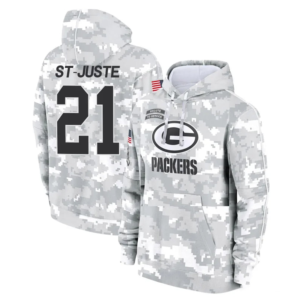 Broks GB.Packers #21 Benjamin St-Juste Player Arctic Camo Salute to Service Hoodies Limited Game Stitched Jerseys