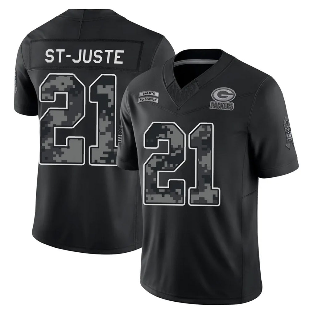 Broks GB.Packers #21 Benjamin St-Juste Player Black Limited 2026 Salute to Service Home Game Stitched Jerseys