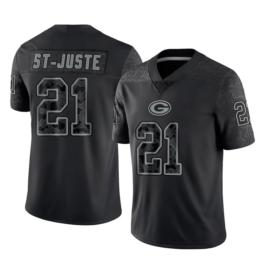 Broks GB.Packers #21 Benjamin St-Juste Player Black Reflective Limited Home Game Stitched Jerseys
