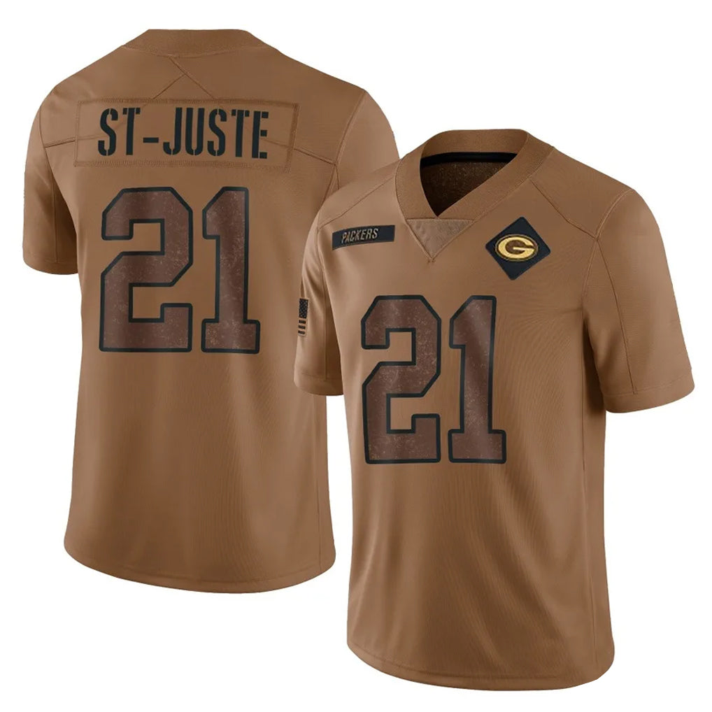Broks GB.Packers #21 Benjamin St-Juste Player Brown Salute To Service Limited Stitched Jerseys