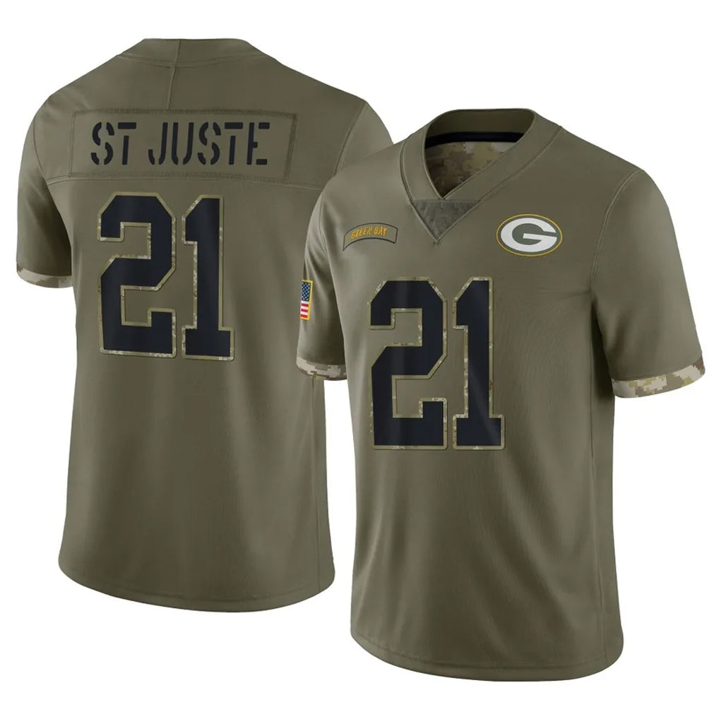 Broks GB.Packers #21 Benjamin St-Juste Player Olive Salute To Service Limited Stitched Jerseys