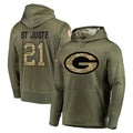 Broks GB.Packers #21 Benjamin St-Juste Player Olive Salute to Service Pullover Hoodies Home Game Stitched Jerseys