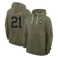 Broks GB.Packers #21 Benjamin St-Juste Player Olive Salute to Service Pullover Hoodies Limited Stitched Jerseys