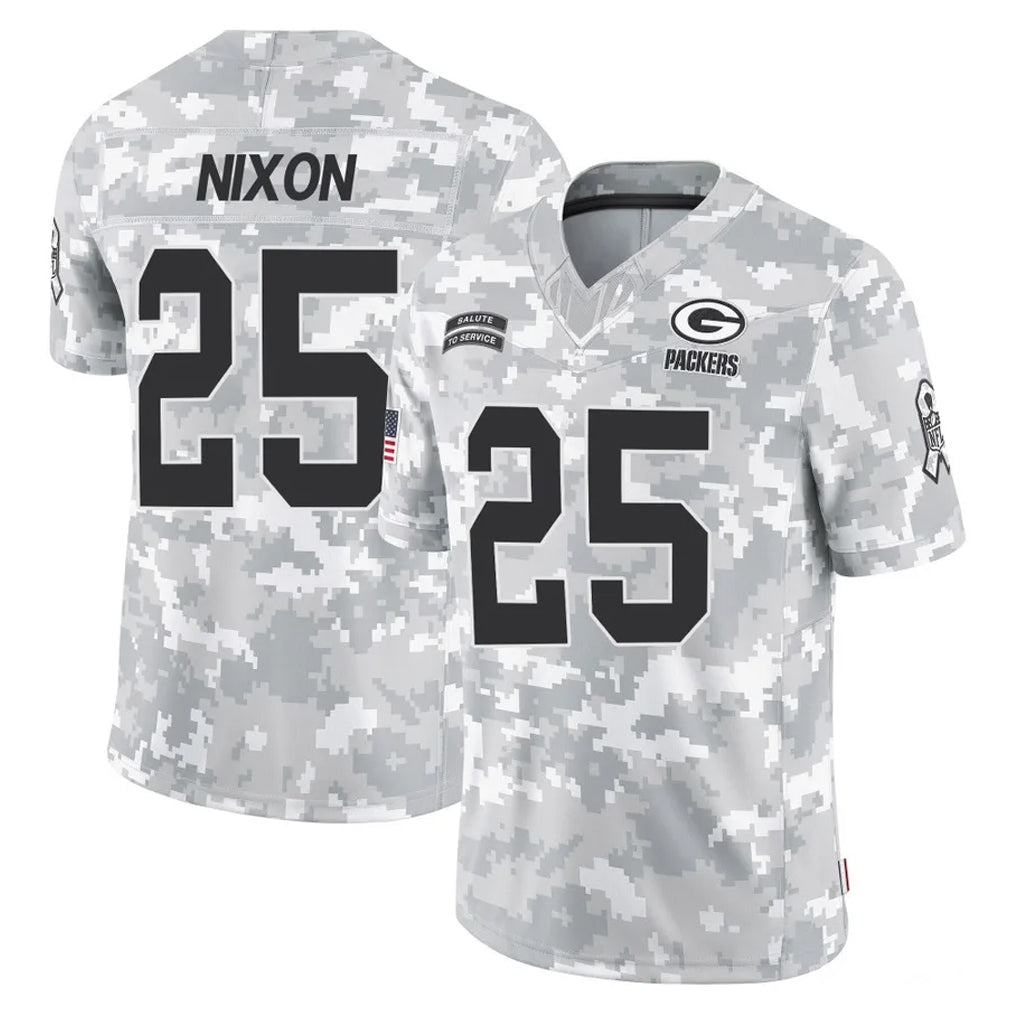 Broks GB.Packers #25 Keisean Nixon Player Arctic Camo Salute To Service Limited Stitched Jerseys