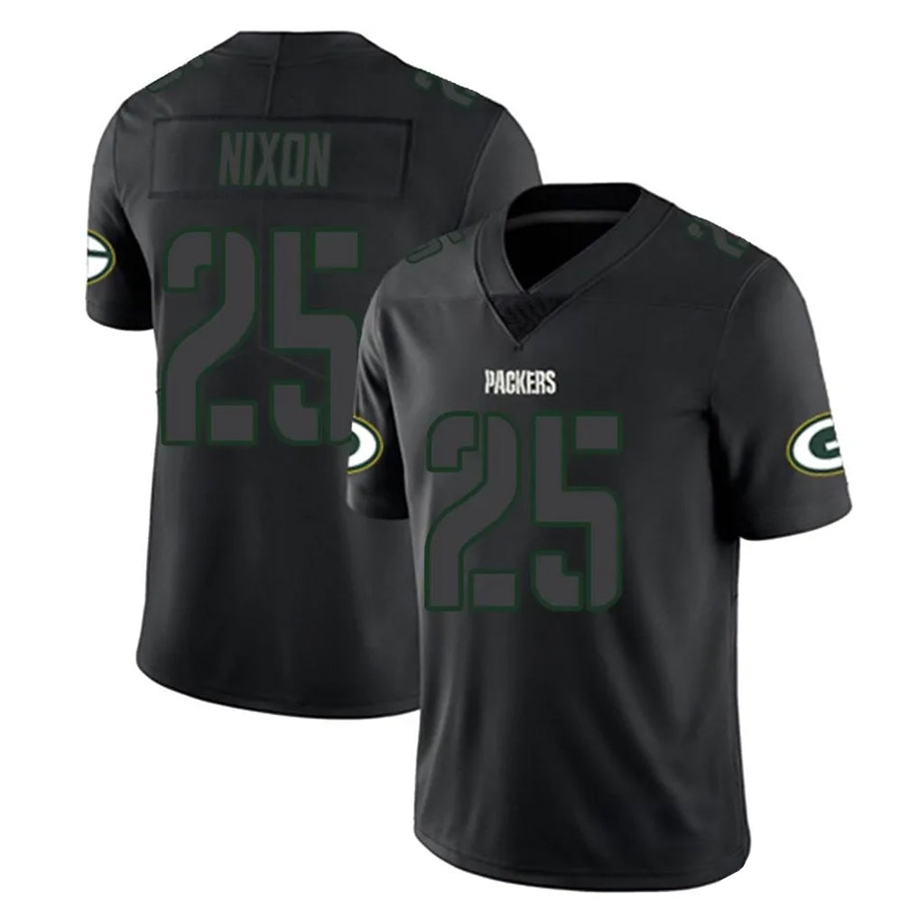 Broks GB.Packers #25 Keisean Nixon Player Black Impact Limited Home Game Stitched Jerseys