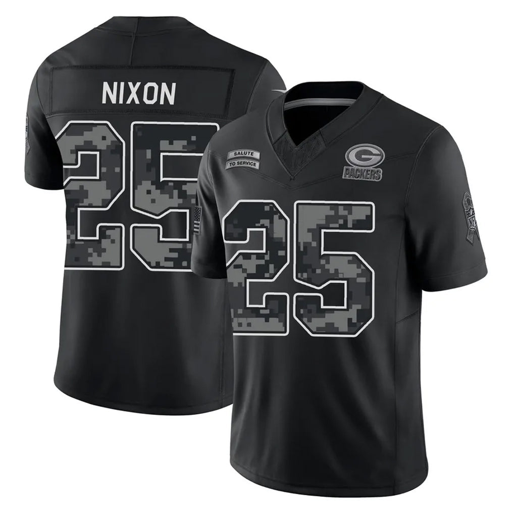 Broks GB.Packers #25 Keisean Nixon Player Black Limited 2026 Salute to Service Home Game Stitched Jerseys