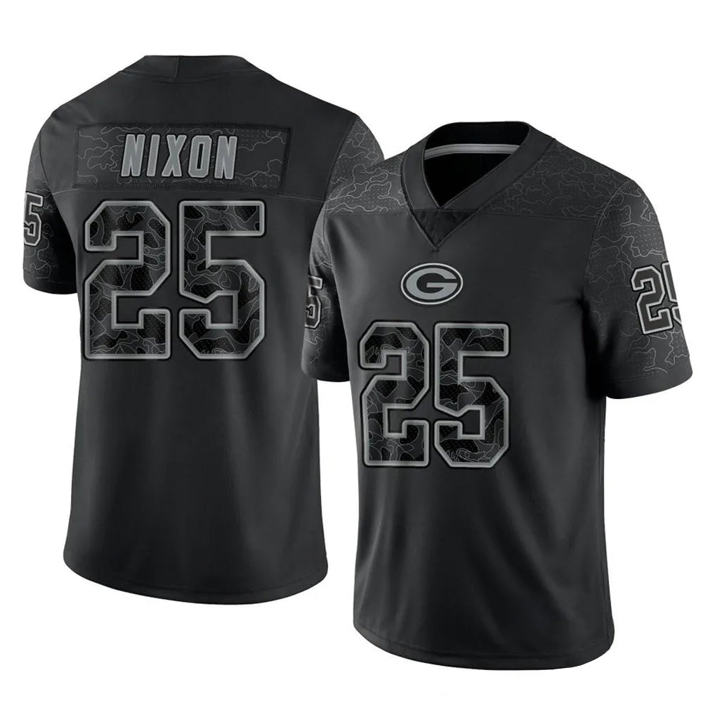 Broks GB.Packers #25 Keisean Nixon Player Black Reflective Limited Home Game Stitched Jerseys