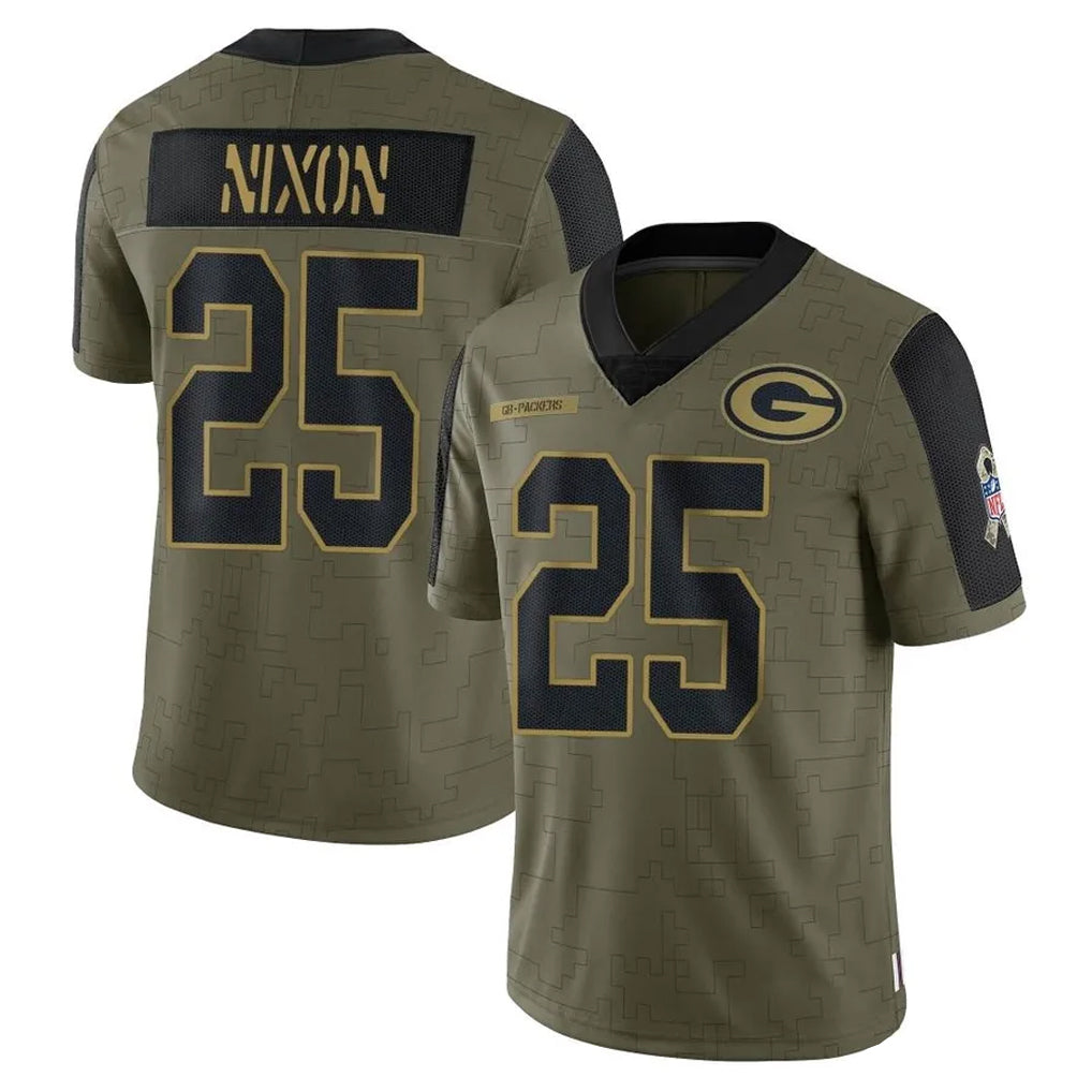 Broks GB.Packers #25 Keisean Nixon Player Olive Salute To Service Limited Game Stitched Jerseys